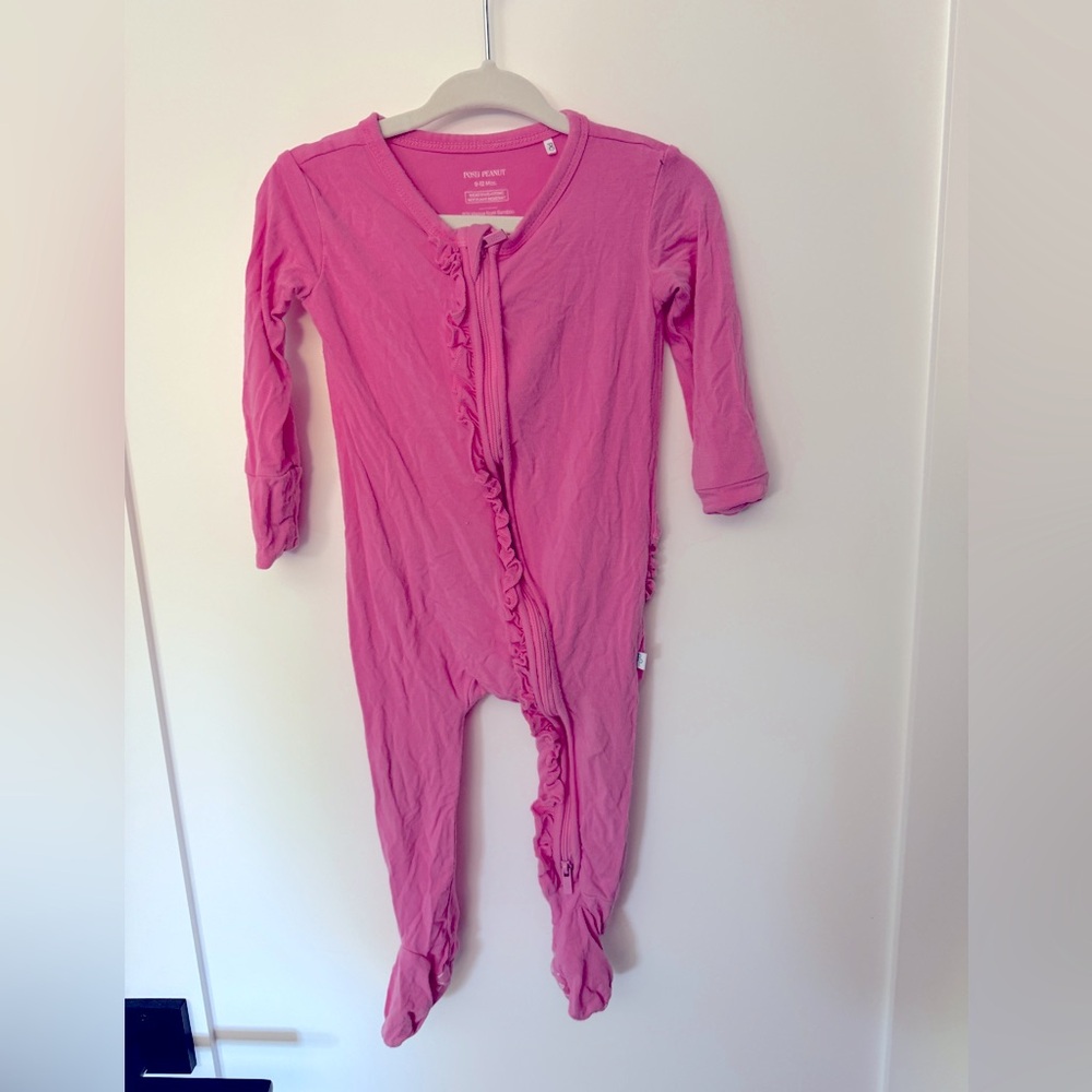 Posh Peanut ruffle zippy footie outfit